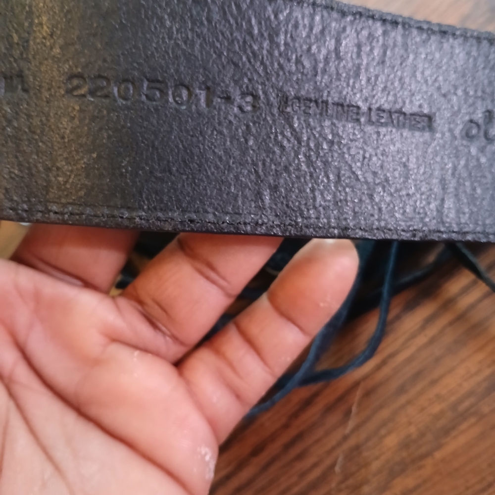 Women's Black Leather Belt with Decorative Buckles - Picture 7 of 8